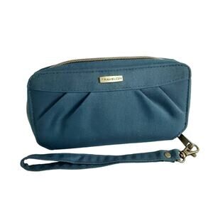 Travelon RFID Protection Zip Around Accordion Wallet Navy Blue Slash Proof